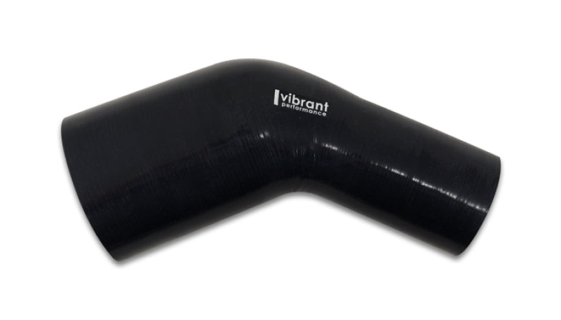 Vibrant 3.00in x 4.00in In/Out 45 Degree Black Silicone Transition Hose Silicone Couplers & Hoses Vibrant