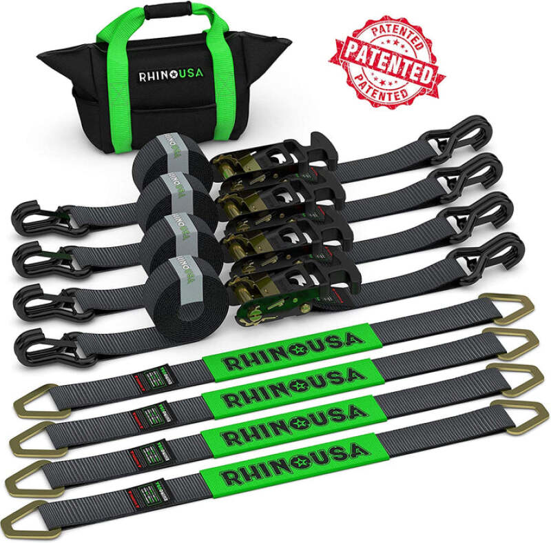 Rhino USA Heavy Duty Vehicle Tie Down Kit - Black Cargo Tie-Downs Rhino USA