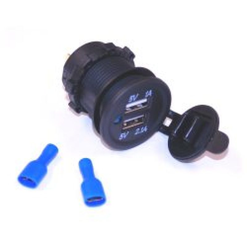 NAMZ Dual USB Charging Port Panel Mount w/O-Ring & Lock Nut Wiring Harnesses NAMZ