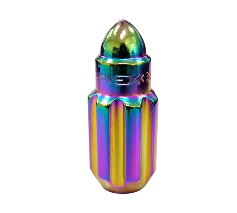 NRG 500 Series M12 X 1.5 Bullet Shape Steel Lug Nut Set - 21 Pc w/Lock Key - Neochrome Lug Nuts NRG