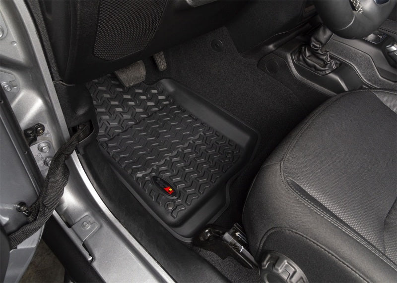 Rugged Ridge Floor Liner Kit Black F/R/Full Cargo 18-20 Jeep Wrangler JL 2Dr Floor Mats - Rubber Rugged Ridge