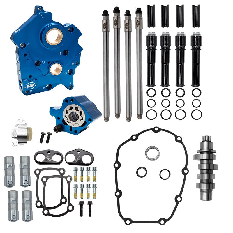 S&S Cycle 24-26 Water Cooled M8 Models Chain Drive HPT542 Cam Chest Kit w/ Black Pushrod Tubes Cam Gears S&S Cycle