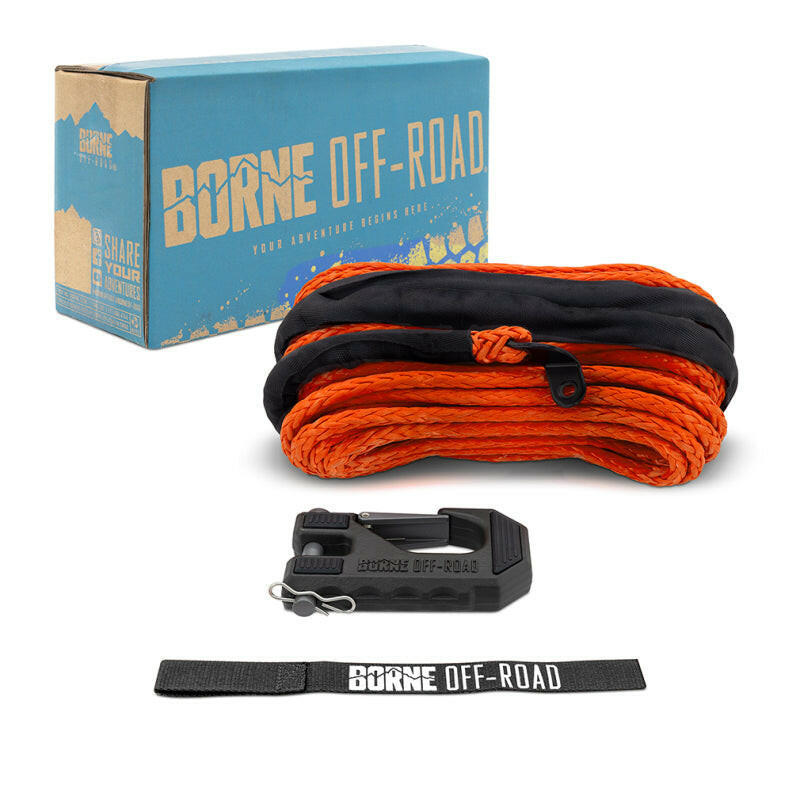 Borne Off-Road Winch Hook - 3/8in Rope - Hand Strap - Orange Winch Accessories Borne Off-Road