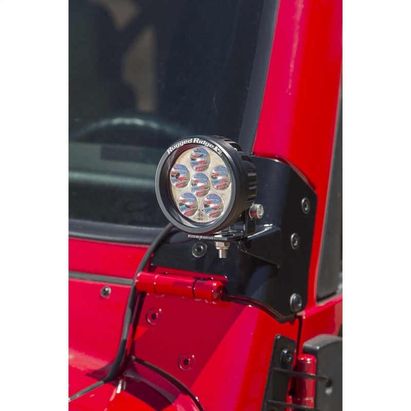 Rugged Ridge 97-06 Jeep Wrangler TJ Windshield Hinge Light Brackets Black Brackets Rugged Ridge