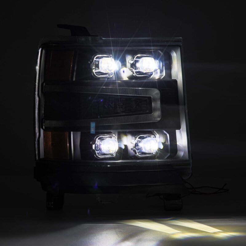 AlphaRex 16-18 Chevy 1500HD NOVA-Series LED Proj Headlights BK w/Actv Lgt/SeqSig & DRL (Req 810023) Headlights AlphaRex