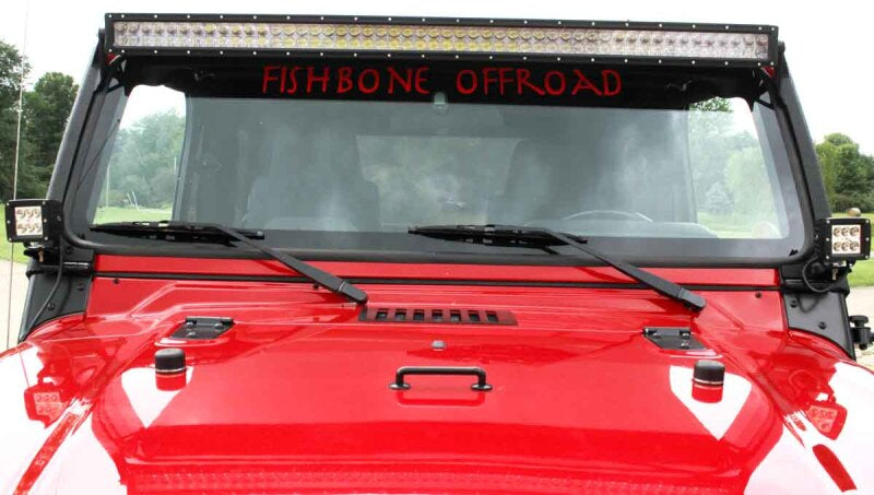 Fishbone Offroad 97-06 Jeep Wrangler TJ 52In Light Bar Bracket - Black Textured Powdercoat Light Mounts Fishbone Offroad