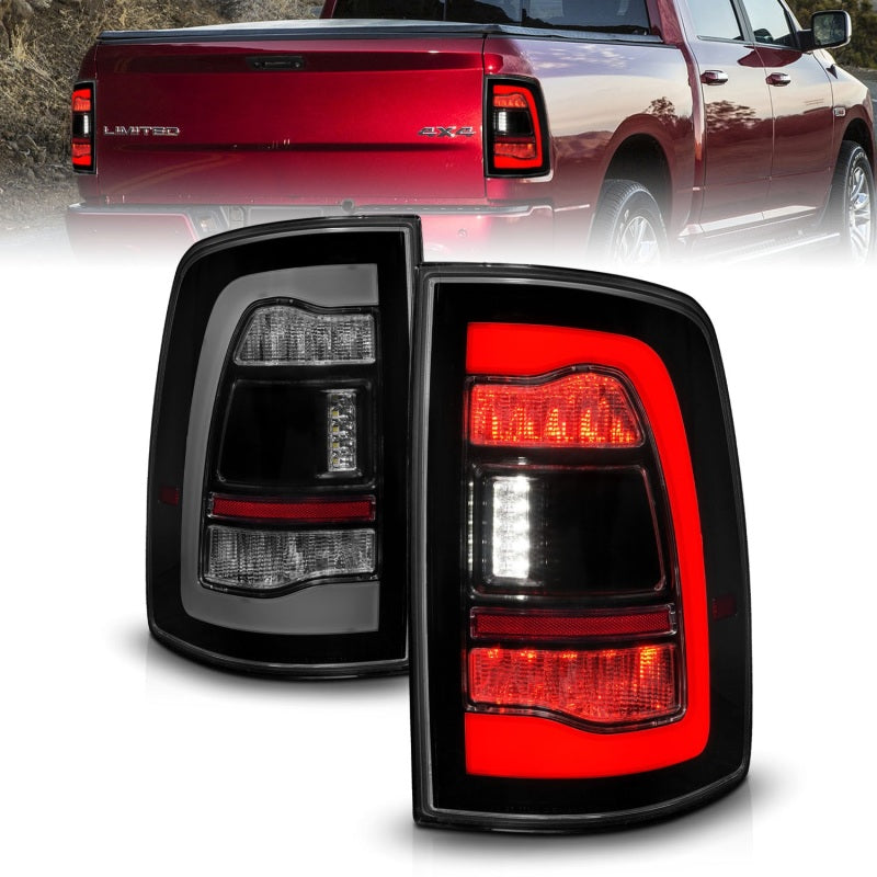 ANZO 09-18 Dodge Ram 1500 Sequential LED Taillights Smoke Black Tail Lights ANZO