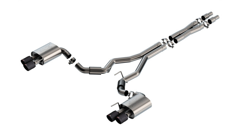 Borla 2024 Ford Mustang GT 5.0L V8 3 in ATAK Catback Non-Active Exhaust- Carbon Fiber Quad Tip Axle Back Borla