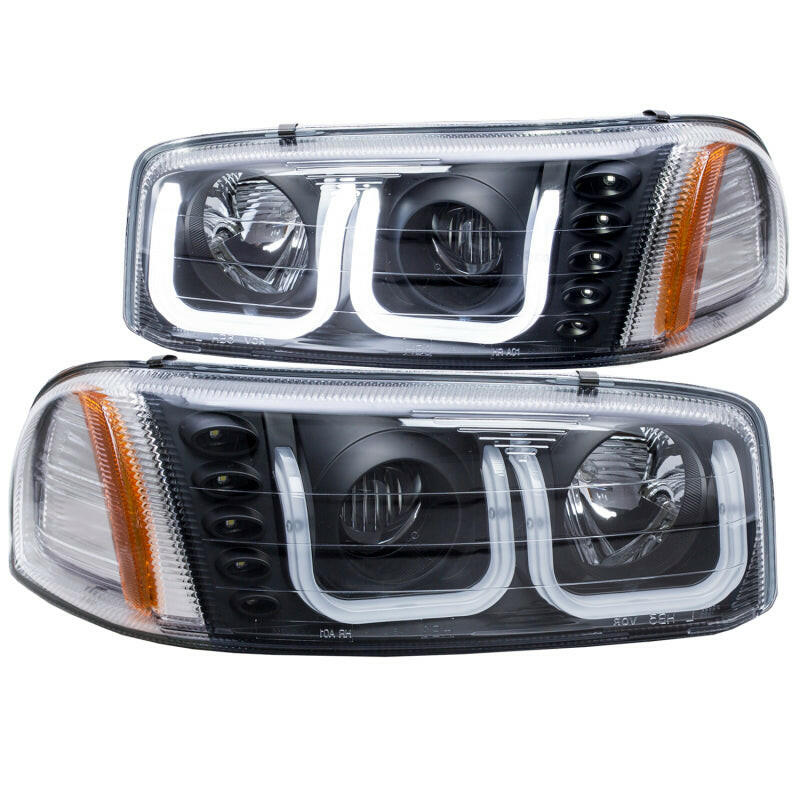 ANZO 1999-2006 GMC Sierra 1500 Projector Headlights w/ U-Bar Black Headlights ANZO