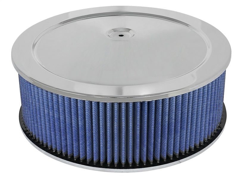 aFe MagnumFLOW Air Filters Round Racing P5R A/F Chrome Assy 14x5: Blk/Blue E/M Air Filters - Universal Fit aFe