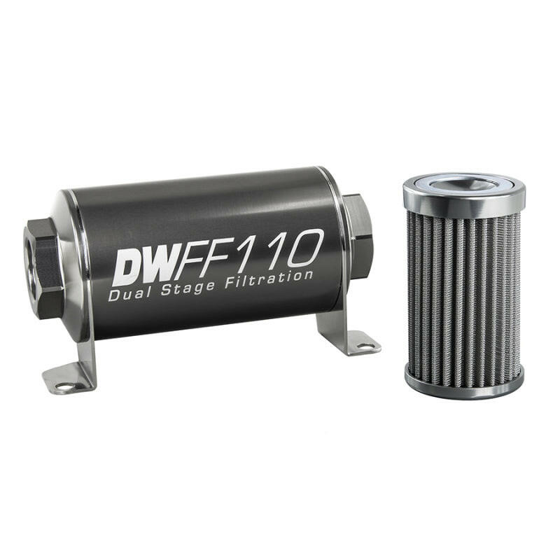 DeatschWerks Stainless Steel 10AN 100 Micron Universal Inline Fuel Filter Housing Kit (110mm) Fuel Filters DeatschWerks