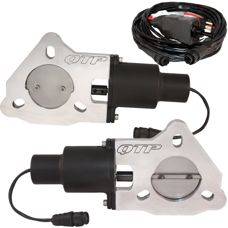 QTP 2.5in Bolt-On QTEC Dual Electric Cutout Valves - Pair Exhaust Cutouts QTP