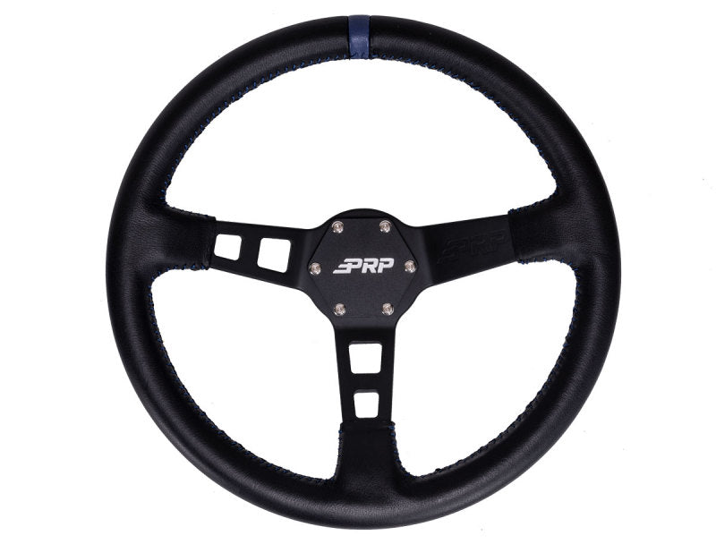 PRP Deep Dish Leather Steering Wheel- Blue Steering Wheels PRP Seats