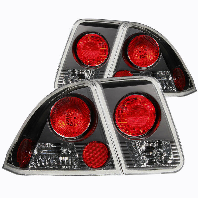 ANZO 2001-2004 Honda Civic Taillights Black Tail Lights ANZO