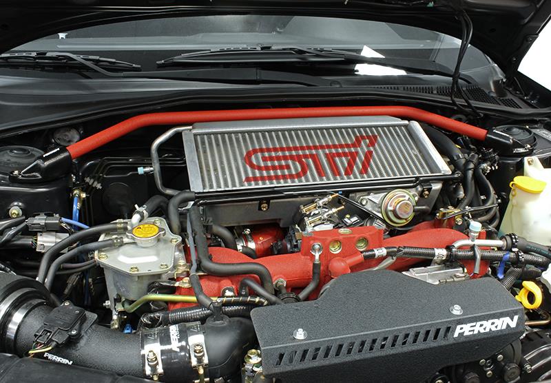 PERRIN 08-14 WRX/STI/Impreza / 14-18 Forester / 13-17 Crosstrek / 05-09 Legacy FR Strut Brace - Red Strut Bars Perrin Performance