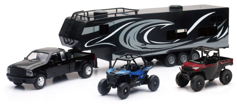 New Ray Toys Pickup Toy Hauler w/Polaris Vehicles (Blue RZR and Red Ranger) Toys New Ray Toys