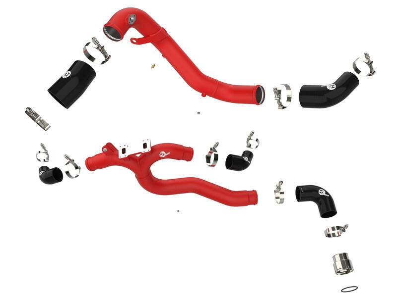 AFE 18-21 Kia Stinger V6-3.3L BladeRunner Alum Hot/Cold Charge Pipe Kit Red Intercoolers aFe