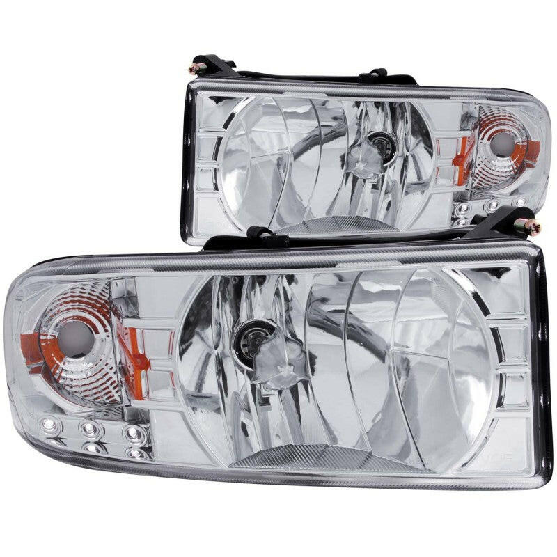 ANZO 1994-2001 Dodge Ram Crystal Headlights Chrome w/ LED Headlights ANZO