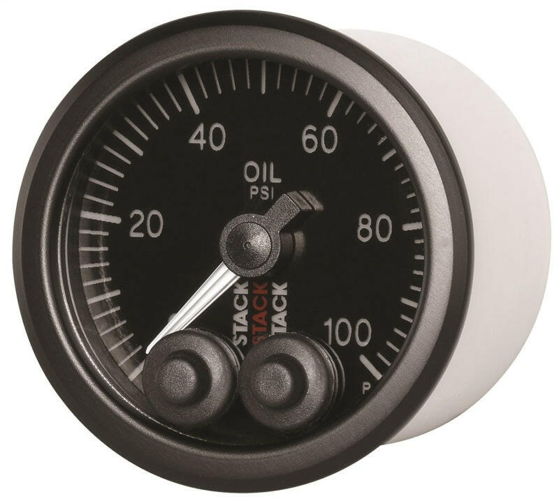 Autometer Stack Instruments Pro Control 52mm 0-100 PSI Oil Pressure Gauge - Black (1/8in NPTF Male) Gauges AutoMeter