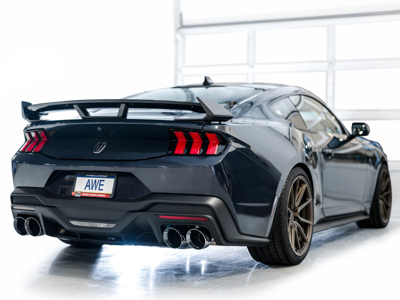AWE 2024 Ford Mustang Dark Horse S650 RWD Track Edition Cat-Back Exhaust w/ Quad Chrome Silver Tips Catback AWE Tuning