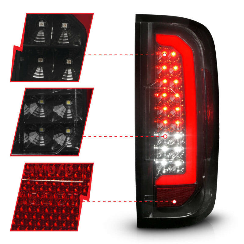 ANZO 15-21 Chevrolet Colorado Full LED Tail Lights w/ Red Lightbar Black Housing Smoke Lens Tail Lights ANZO