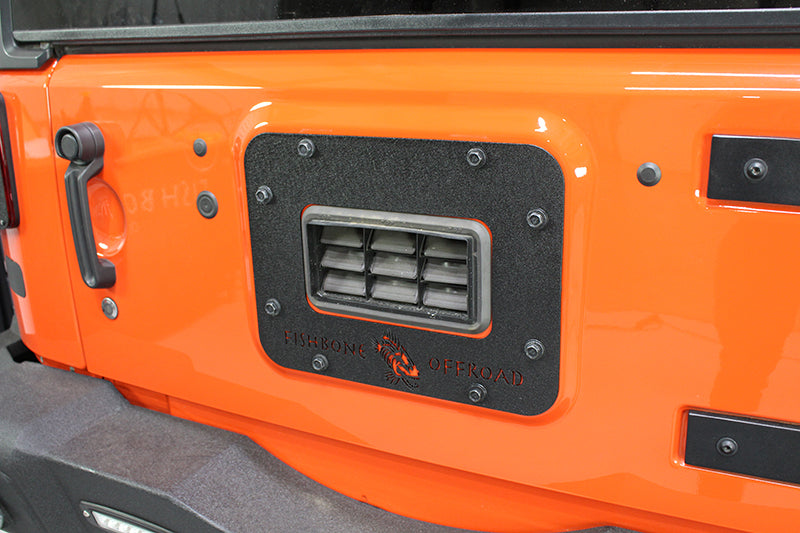 Fishbone Offroad 07-18 Jeep Wrangler JK Aluminum Tailgate Plate - Black Textured Powercoat Tailgate Accessories Fishbone Offroad