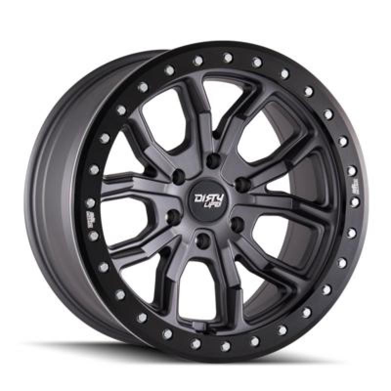 Dirty Life 9303 DT-1 17x9/5x127 BP/-12mm Offset/78.1mm Hub Matte Gunmetal Wheel - Simulated Rashring Wheels - Cast Dirty Life