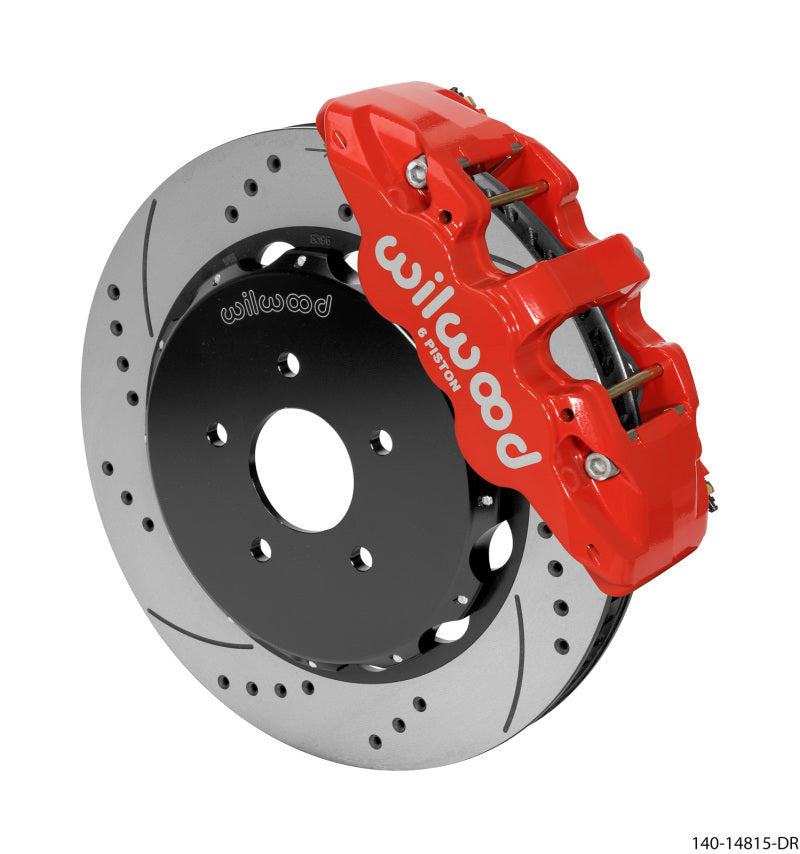Wilwood AERO6 Front Hat Kit 14.00 Drilled Red 03-09 Nissan 350Z w/Lines Big Brake Kits Wilwood