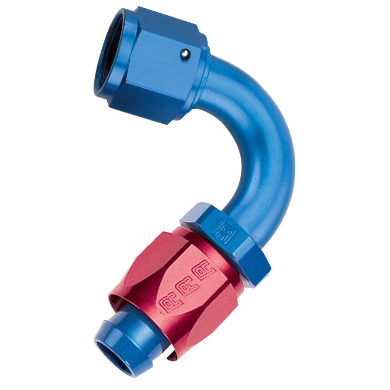 Russell Performance -6 AN Red/Blue 120 Degree Full Flow Swivel Hose End (With 9/16in Radius) Fittings Russell