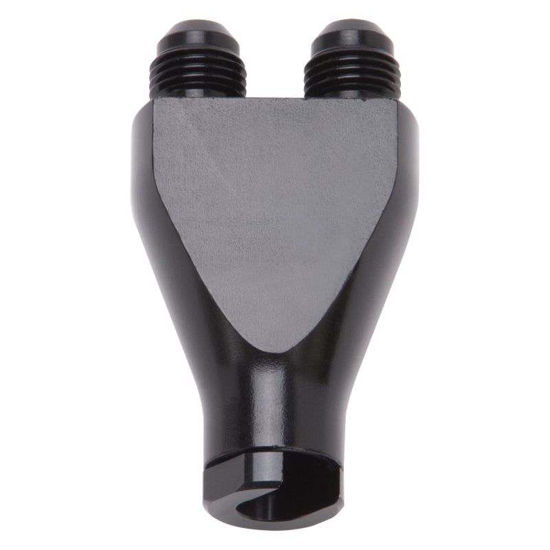 Russell Performance Billet Y-Block Adapter 3/8in SAE Qick Disconnect (2) -6AN Male Flare Black Distribution Blocks Russell