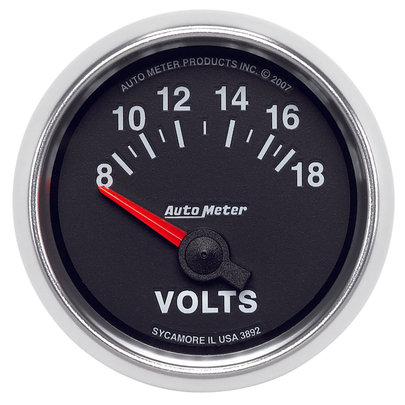 Autometer GS 52mm 8-18 Volts Short Sweep Electronic Voltmeter Gauge Gauges AutoMeter