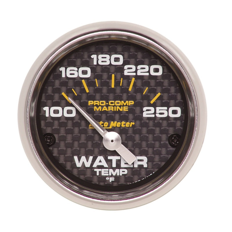 Autometer Marine Carbon Fiber Ultra-Lite 2-1/16in 100-250 Degrees Electric Water Temperature Gauge Gauges AutoMeter
