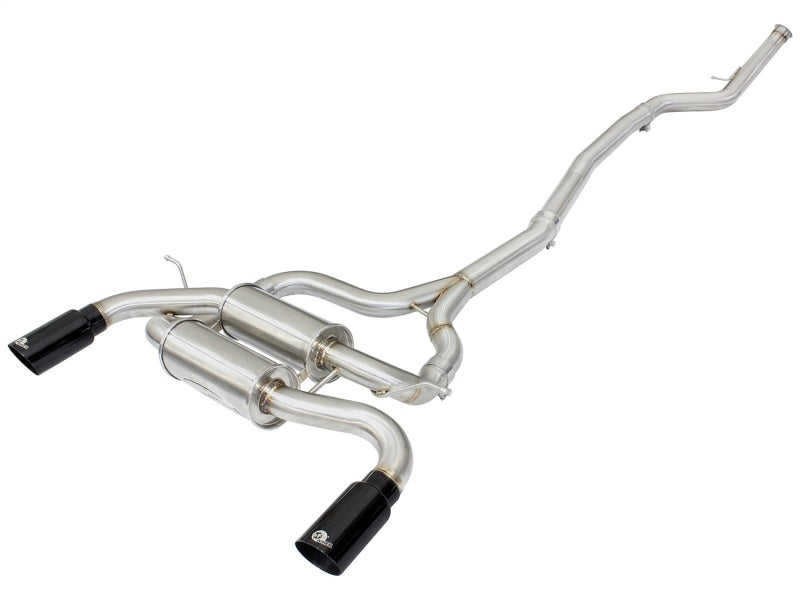 aFe MACHForce XP SS-304 Black Tip 2.5in Dia Cat Back Exhaust 12-14 BMW 335i (F30) 3.0L (t) Catback aFe