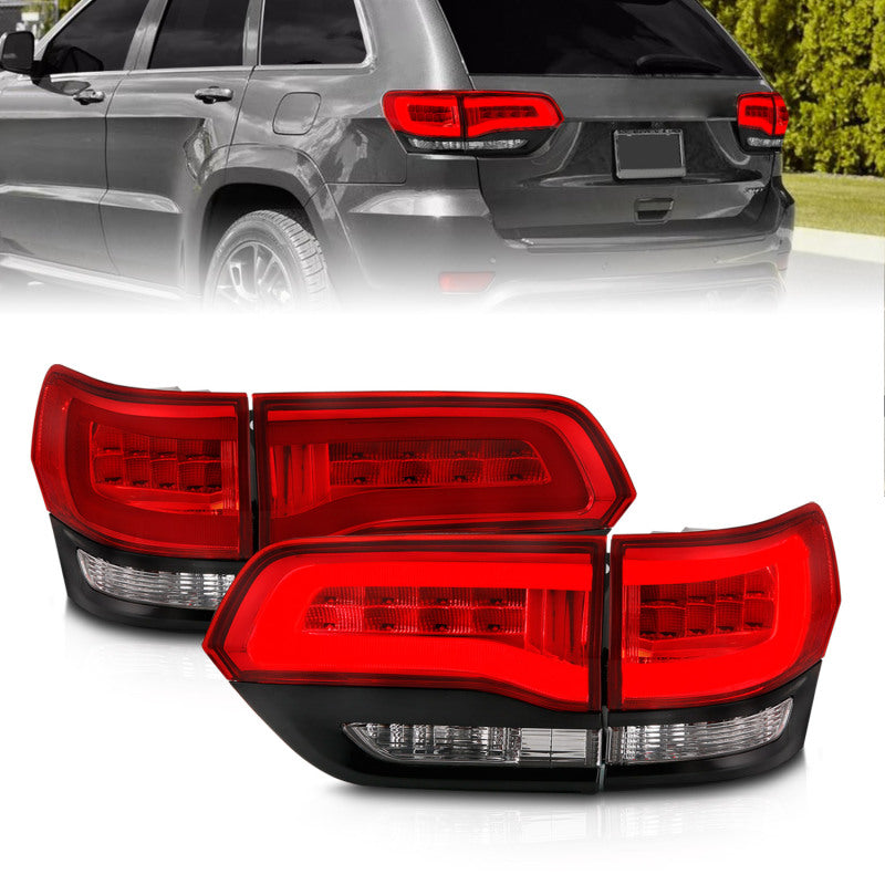 ANZO 2014-2016 Jeep Grand Cherokee LED Taillights Red/Clear Tail Lights ANZO