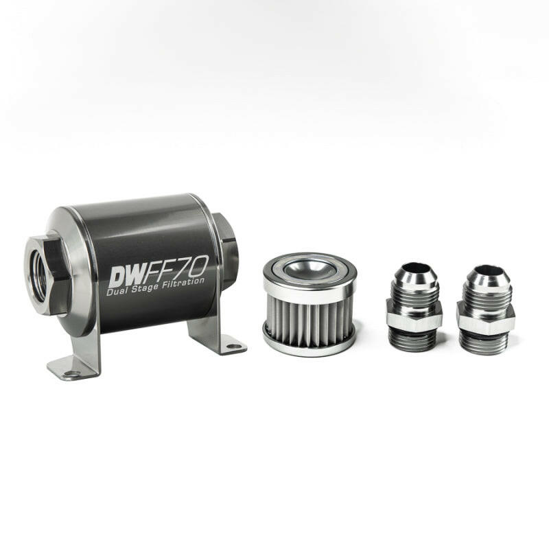 DeatschWerks Stainless Steel 10AN 5 Micron Universal Inline Fuel Filter Housing Kit (70mm) Fuel Filters DeatschWerks