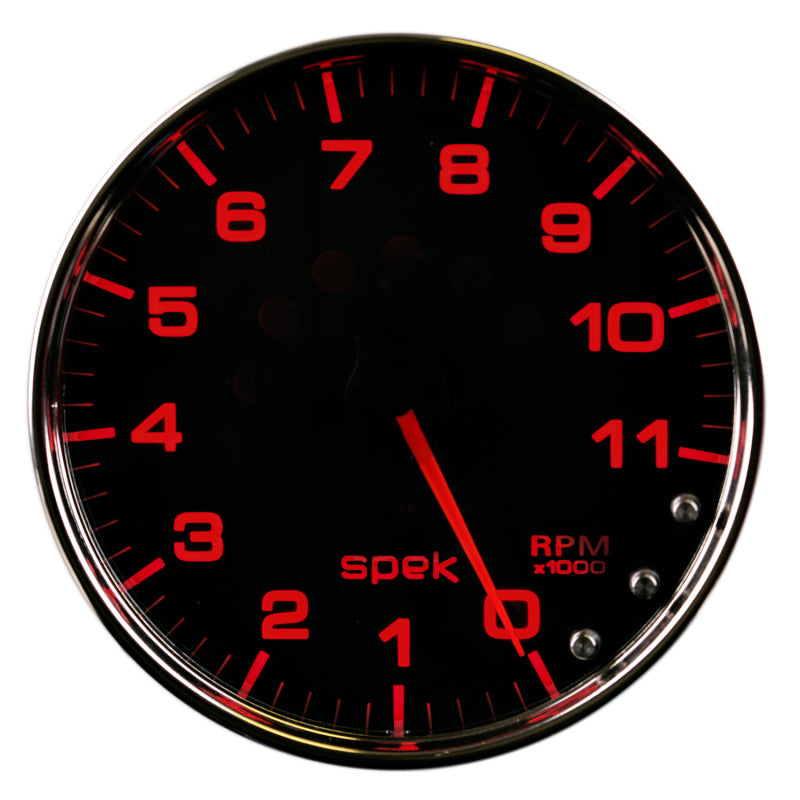 Autometer Spek-Pro Gauge Tachometer 5in 11K Rpm W/Shift Light & Peak Mem Black/Chrome Gauges AutoMeter