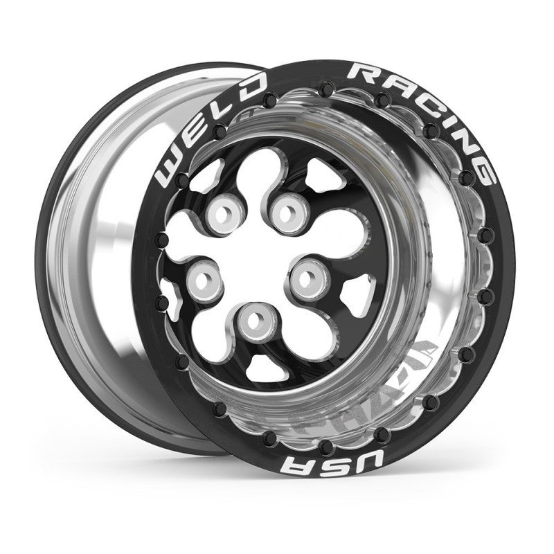 Weld Alpha-1 15x14 / 5x5 BP / 2in. BS Black Wheel - Black Double Beadlock MT Wheels - Forged Weld