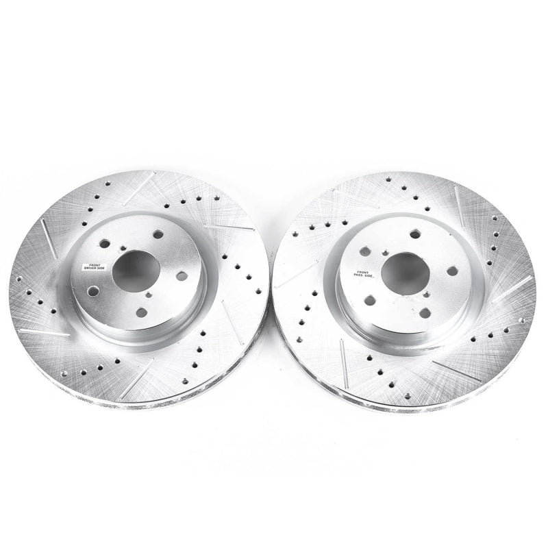 Power Stop 05-14 Subaru Impreza Front Evolution Drilled & Slotted Rotors - Pair Brake Rotors - Slot & Drilled PowerStop
