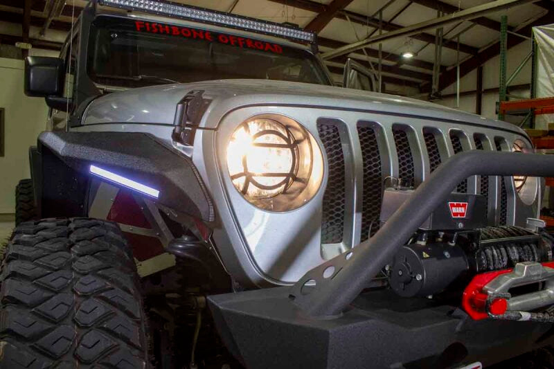 Fishbone Offroad 2018+ Jeep Wrangler JL Aluminum Headlight Guards Light Accessories and Wiring Fishbone Offroad