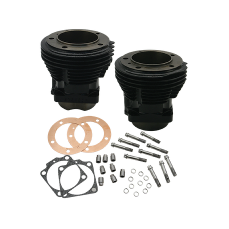 S&S Cycle 66-84 BT w/ S&S 98in Sidewinder Kit 3-5/8in Bore Cylinder Set - Gloss Black Piston Sets - Powersports S&S Cycle