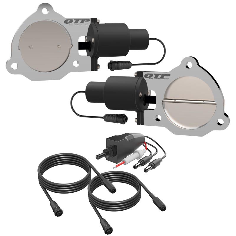 QTP 3.5in Bolt-On QTEC Dual Electric Cutout Valves - Pair Exhaust Cutouts QTP