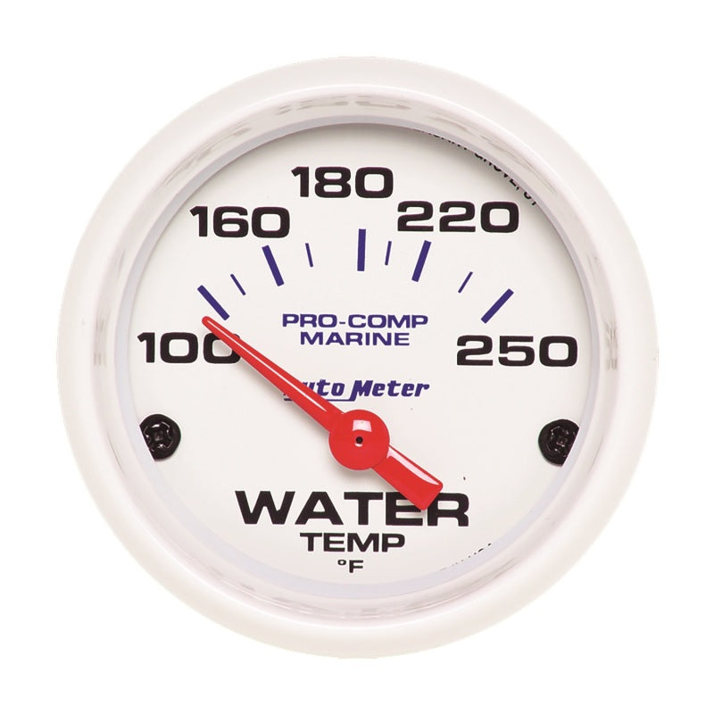 Autometer Marine White Gauge 2-1/16in Electric Water Temperature Gauge 100-250 Deg F Gauges AutoMeter