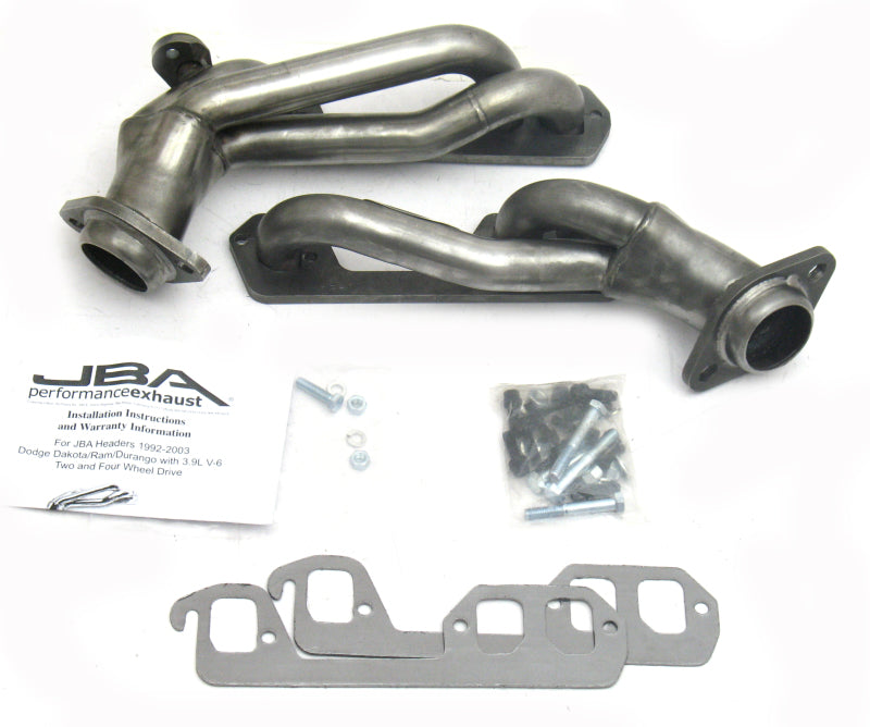 JBA 92-95 Dodge Truck 3.9L V6 1-1/2in Primary Raw 409SS Cat4Ward Header Headers & Manifolds JBA