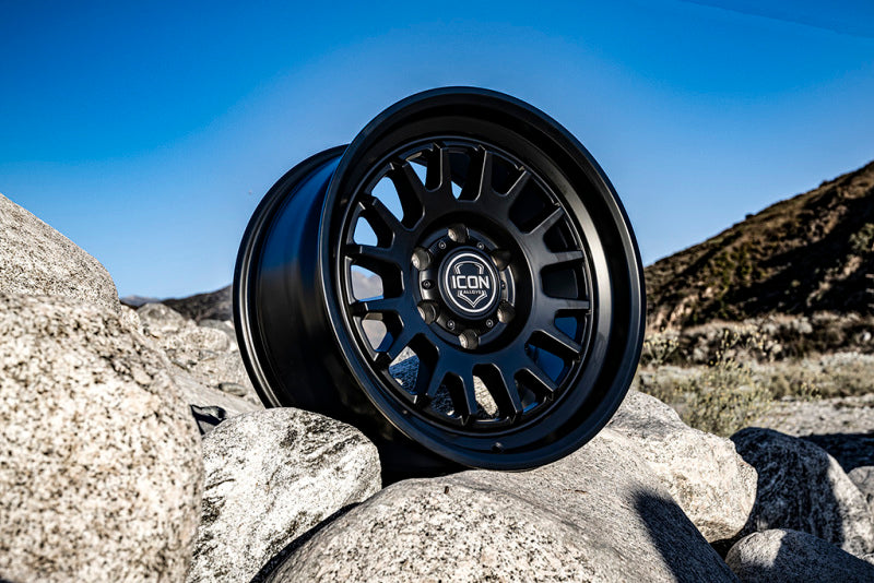 ICON Anza 17x8.5 5x5 -6mm Offset 4.5in BS 71.5mm Hub Bore Satin Black Wheel Wheels - Cast ICON