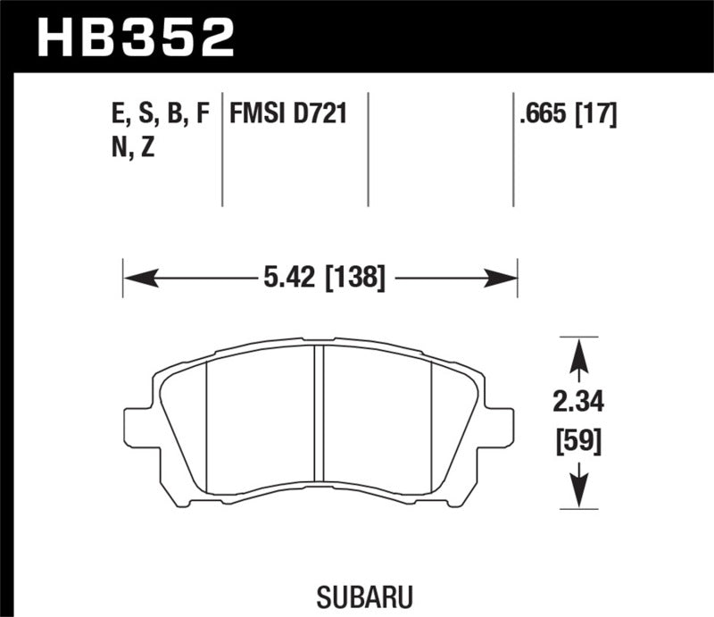 Hawk 02-03 WRX / 98-01 Impreza / 97-02 Legacy 2.5L / 98-02 Forester 2.5L D721 Performance Ceramic St Brake Pads - Performance Hawk Performance