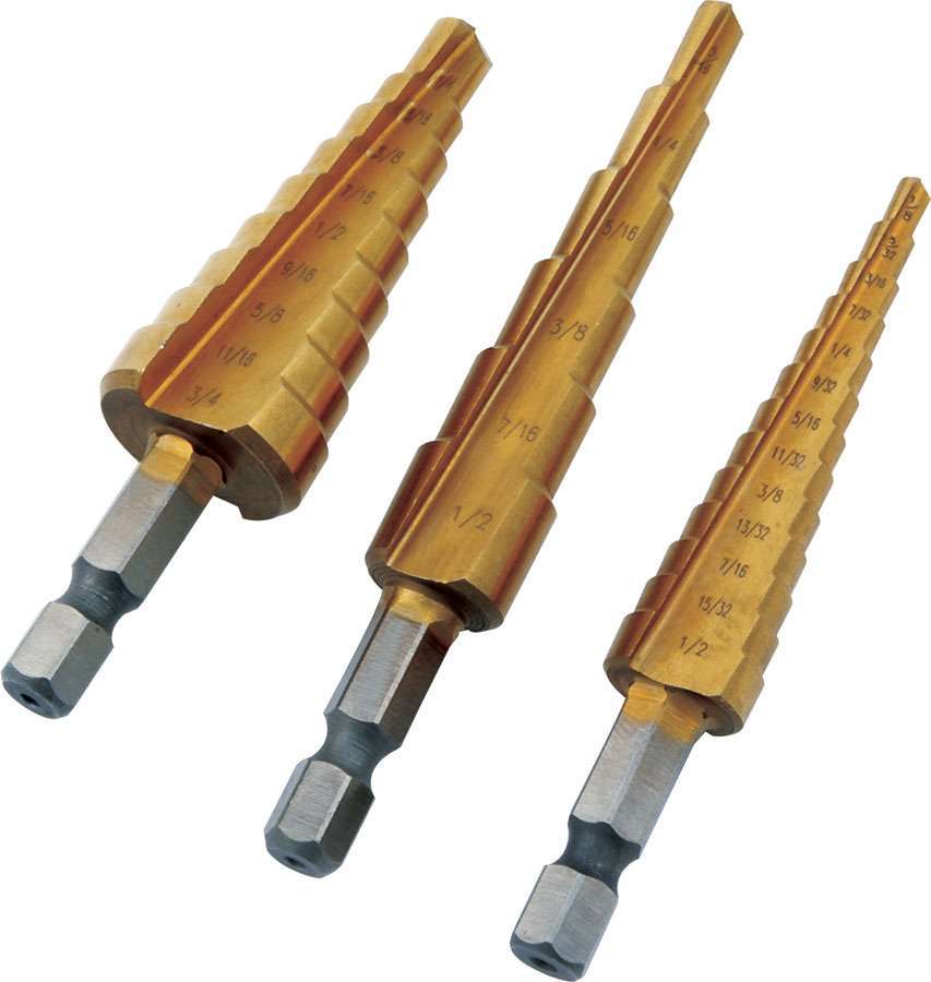 Step Drill Set 3pc Drill Bits Allstar Performance