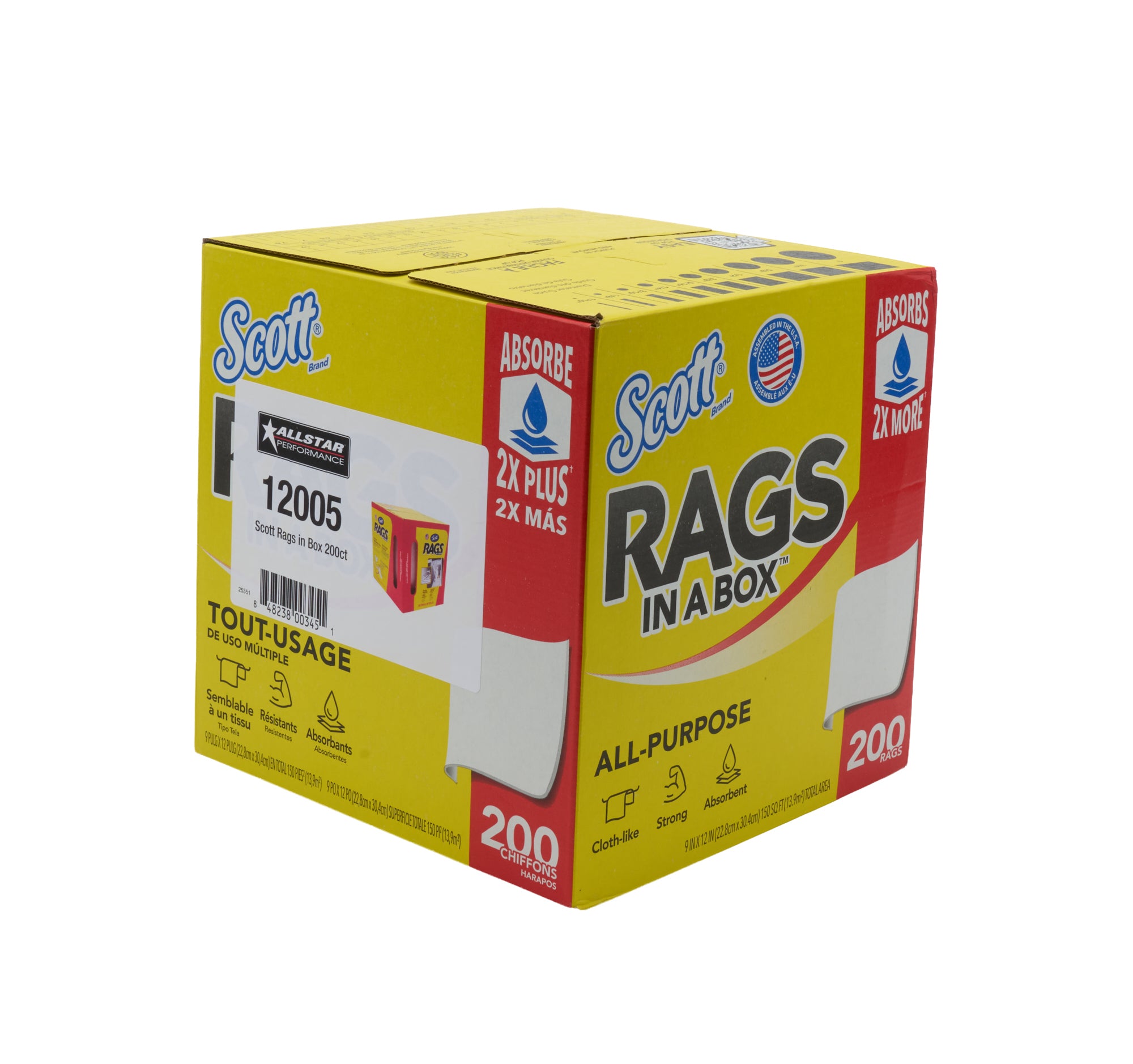 Scott Rags in Box 200ct Shop Rags/Towels Allstar Performance