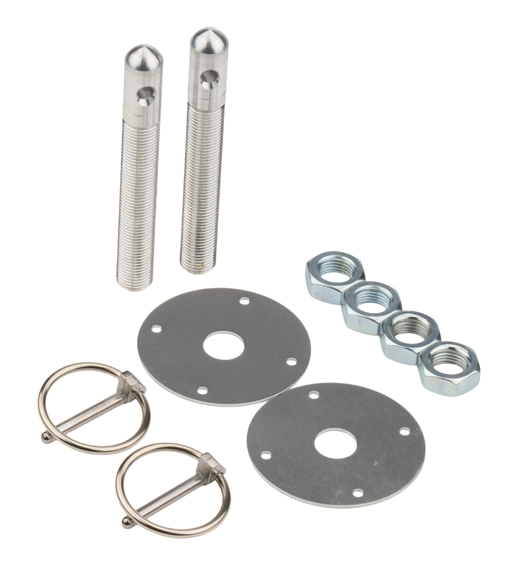 Alum Hood Pin Kit 1/2in with 3/16in Clips Silver Hood Pin Fastener Kits and Components Allstar Performance
