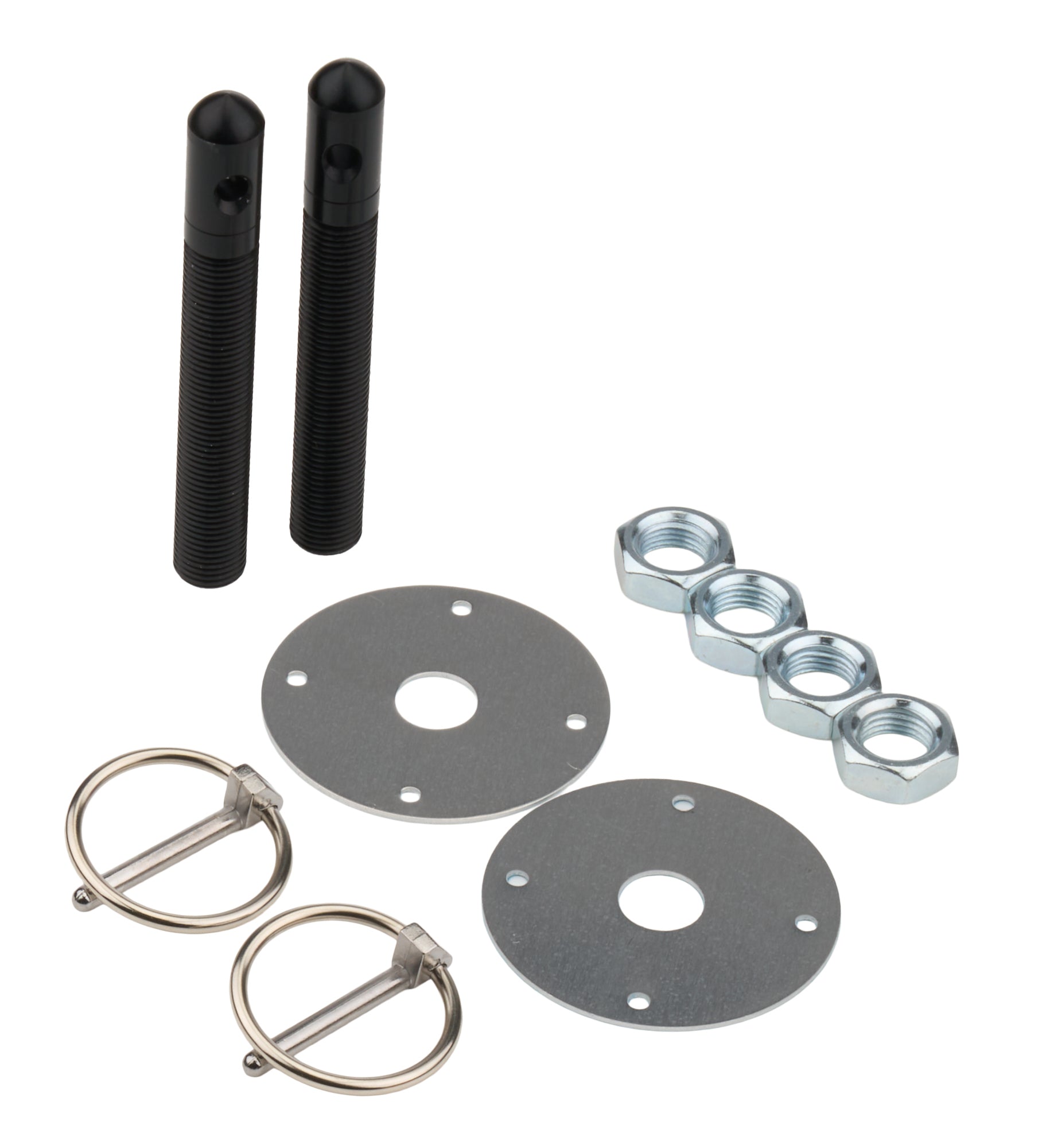 Alum Hood Pin Kit 1/2in with 3/16in Clips Black Hood Pin Fastener Kits and Components Allstar Performance
