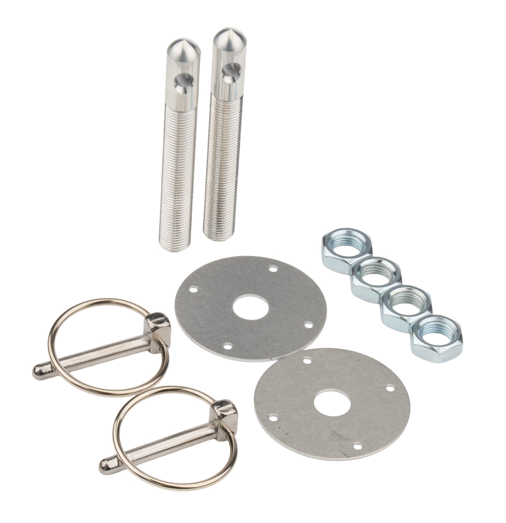 Alum Hood Pin Kit 1/2in with 1/4in Clips Silver Hood Pin Fastener Kits and Components Allstar Performance